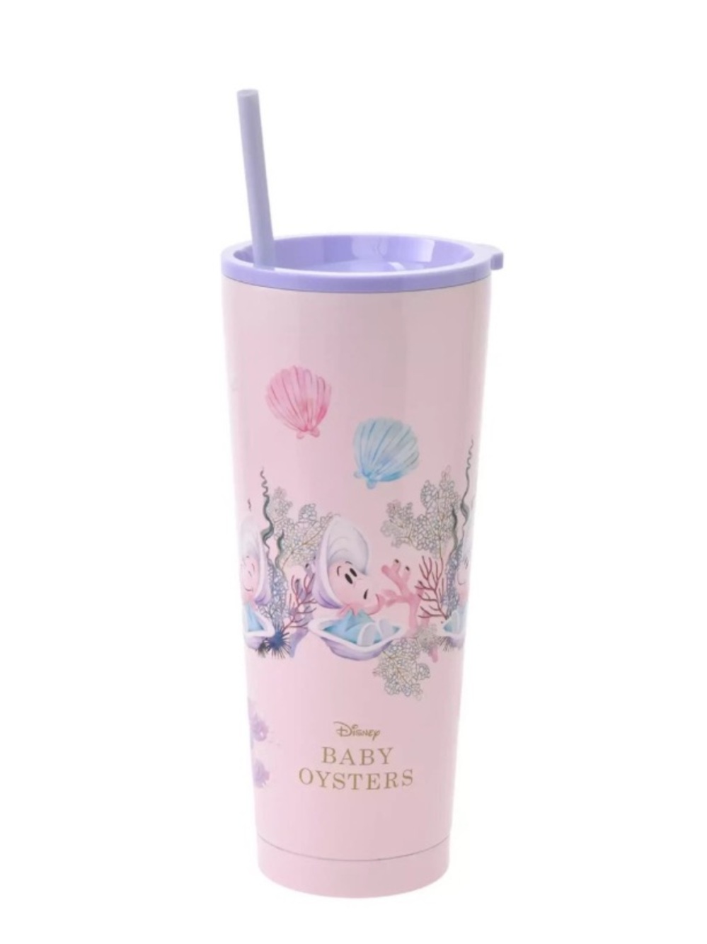 BNWT Disney Alice in the Wonderland Baby Oysters Stainless Steel Tumbler w Straw